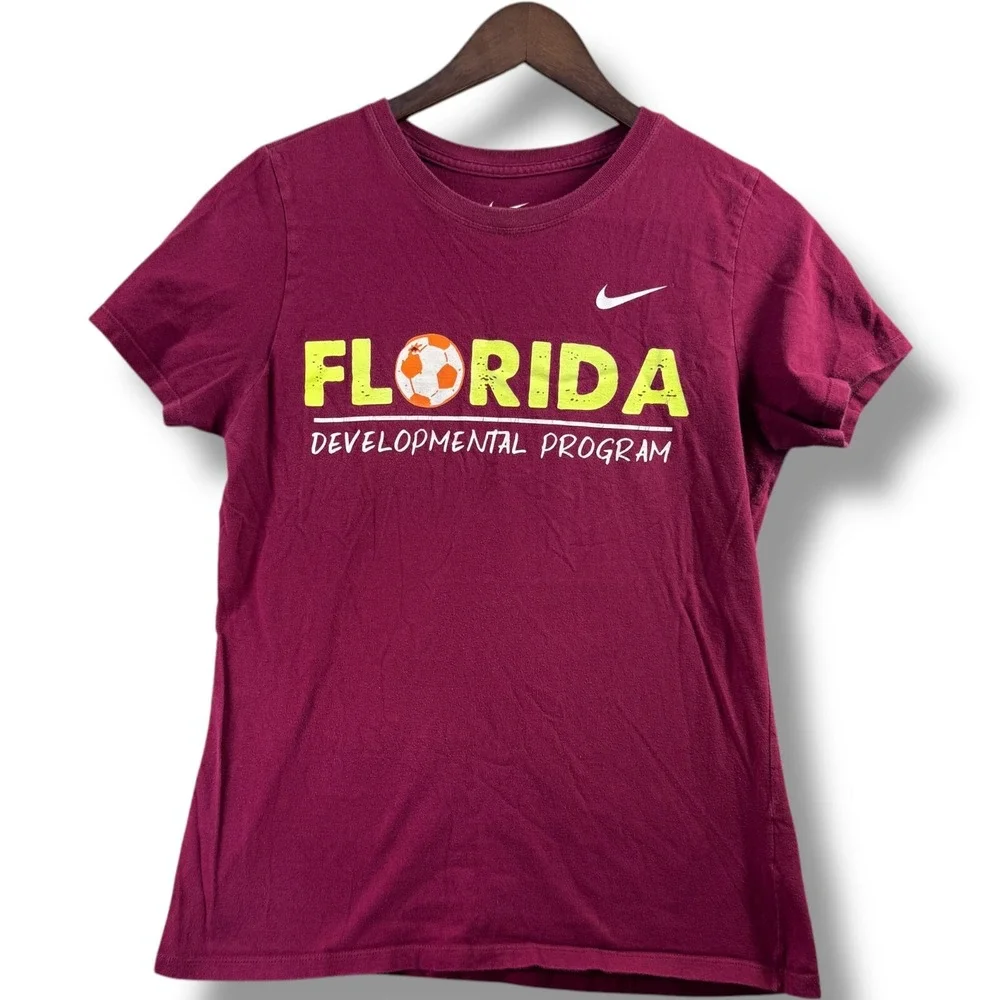 Nike Florida Developmental Program Soccer T-Shirt Burgundy Womens Large 382